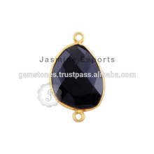 Natural Negro Onyx Gemstone Bezel Conector, hecho a mano Mejor Calidad Plata Conector Bisel Conectores